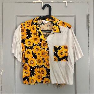 Sunflower Cropped Top Button Up